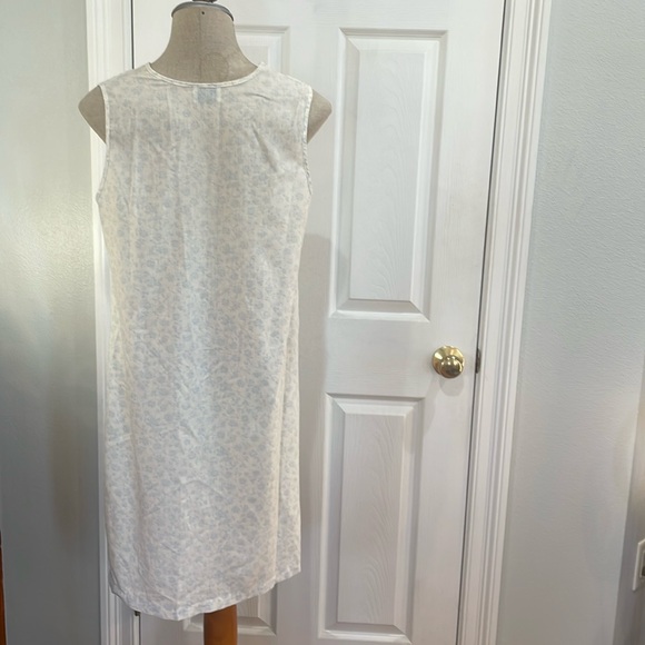 Vintage Bed & Breakfast nightgown sleeveless lace ribbon trim floral blue white - Picture 5 of 7